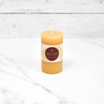 Small Round Natural Beeswax Pillar Candle